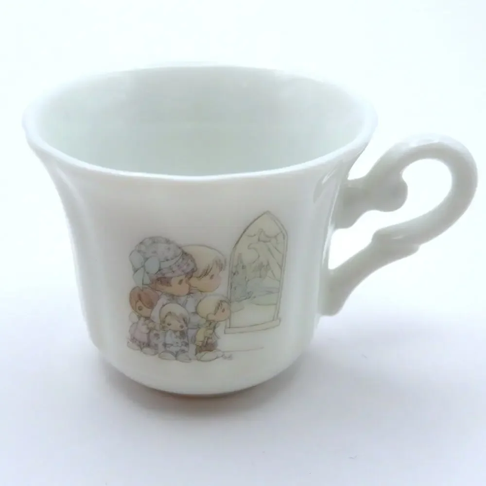 Vintage 1989 Precious Moments Miniature Tea Set Enesco Teapot Cup Saucer Stand